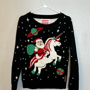 Tipsy Elves Santa on a Unicorn Sweater